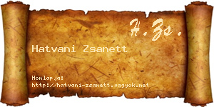 Hatvani Zsanett névjegykártya